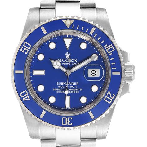 rolex blue submariner white gold|white gold submariner blue bezel.